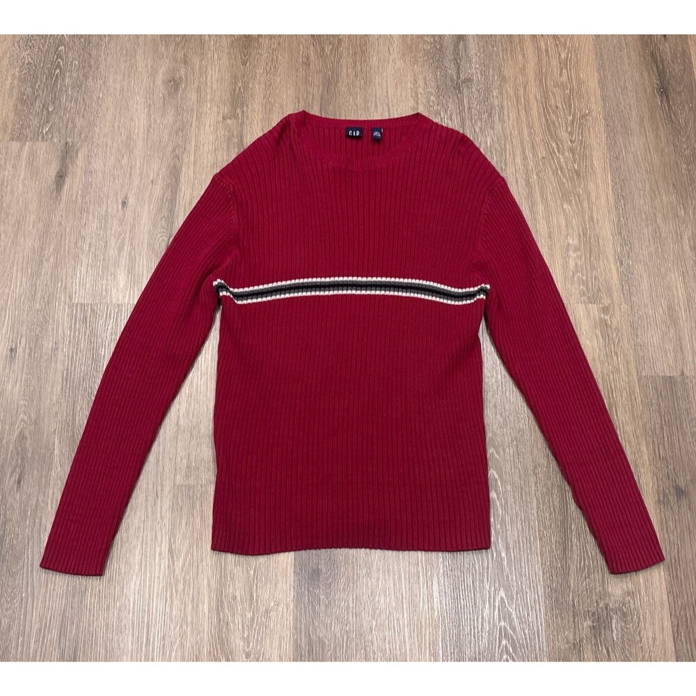 Vintage Gap Sweater Mens XXL 90s Stripe Ribbed Cotton Chunky Red Striped